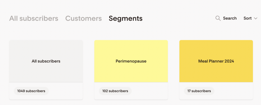 Examples of how to segment your audience in Flodesk